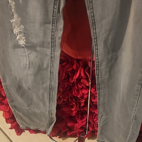 Blue Asphalt Junior's Distressed Gray Skinny Jeans Size 13/31 - Picture 2 of 11